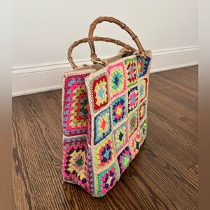La Milanesa Crochet Tote Bag with Bamboo Handles